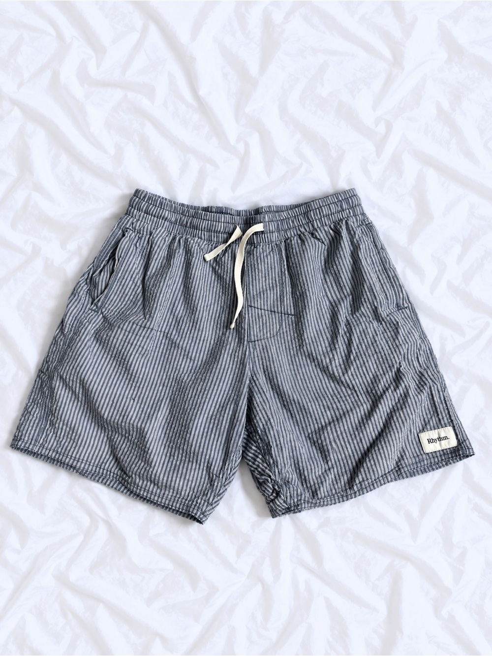 Rhythm. Navy and White Striped Men's Drawstring Shorts